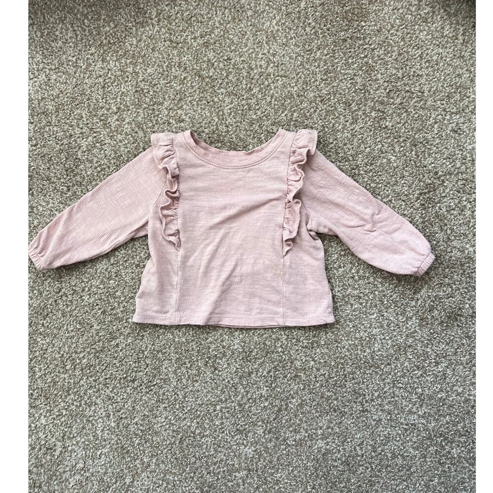Cat & Jack Baby Girl Pink Ruffle Long Sleeve Top 18M Soft Cottagecore